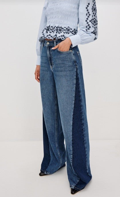 Angeleno Two Tone Wide Leg, Indigo Grove