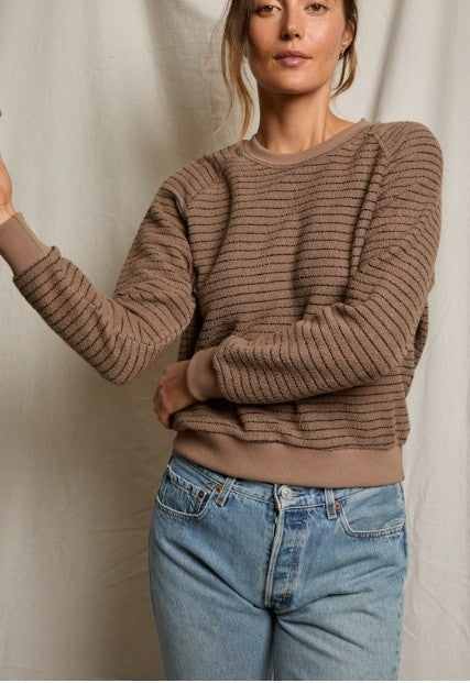 perfectwhitetee - terry stripe inside out sweatshirt
