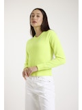 BRODIE - Emila Crew Neck Cashmere Sweater, Neon Yellow