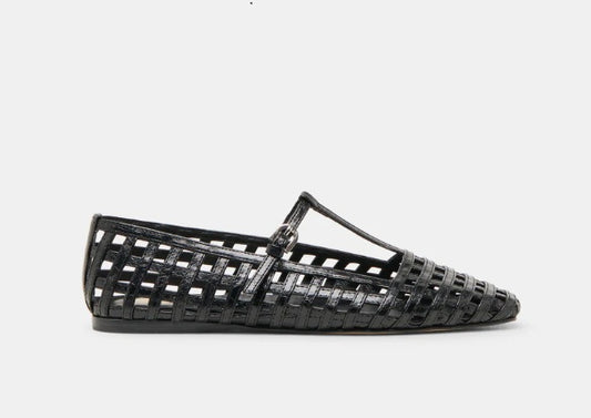 Dolce Vita - Black Leather Latice Ballet Flat