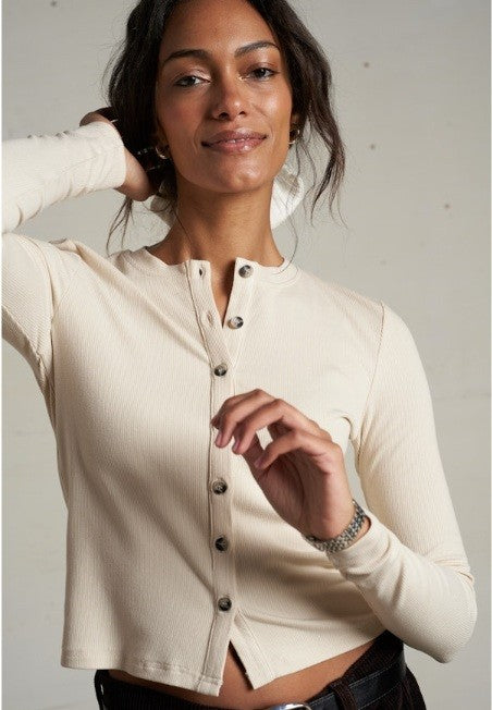 Luxe Rib Cardigan, Cream