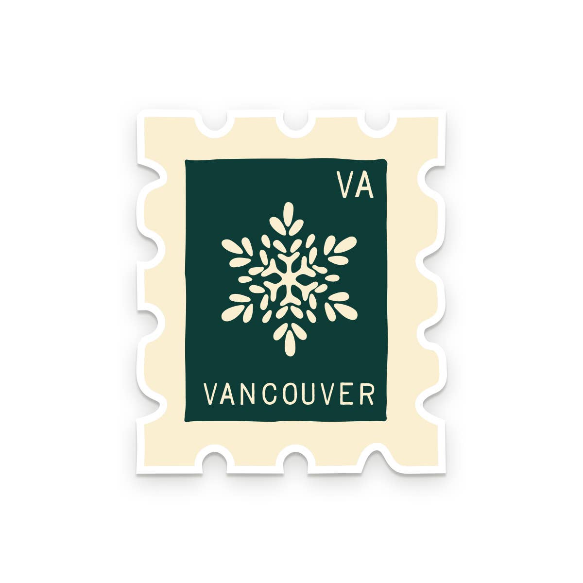 Truckee Holiday Stamp Vinyl Sticker: Moss, Snowflake