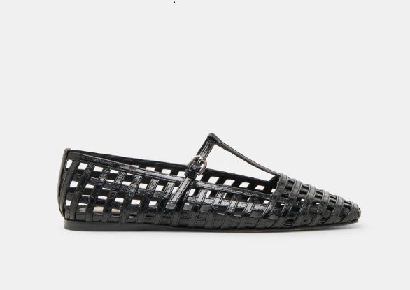 Dolce Vita - Black Leather Latice Ballet Flat