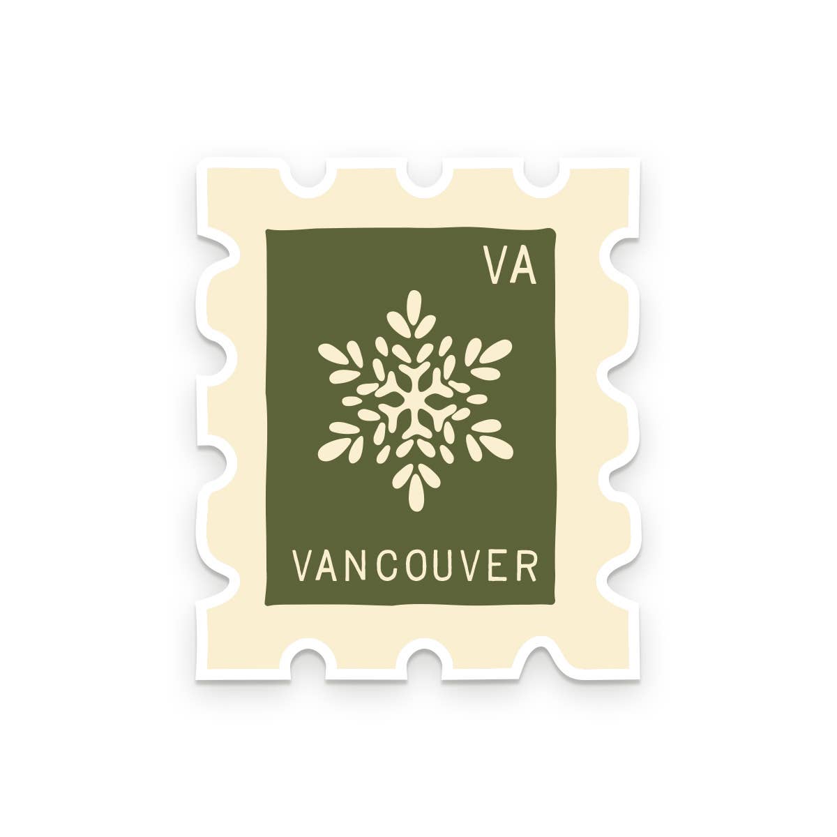 Truckee Holiday Stamp Vinyl Sticker: Moss, Snowflake