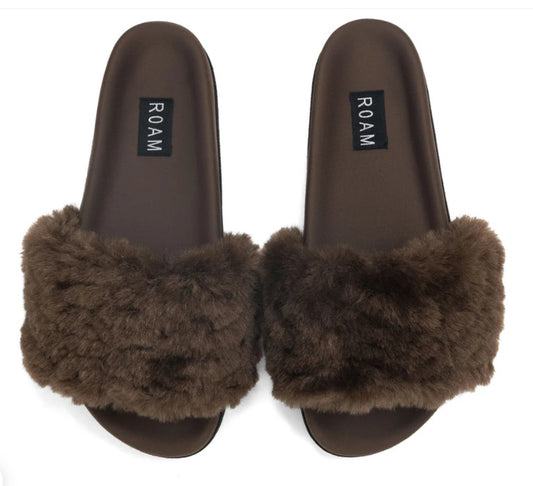 ROAM -  Luxury Cloud Faux Shearling SLider, Coco