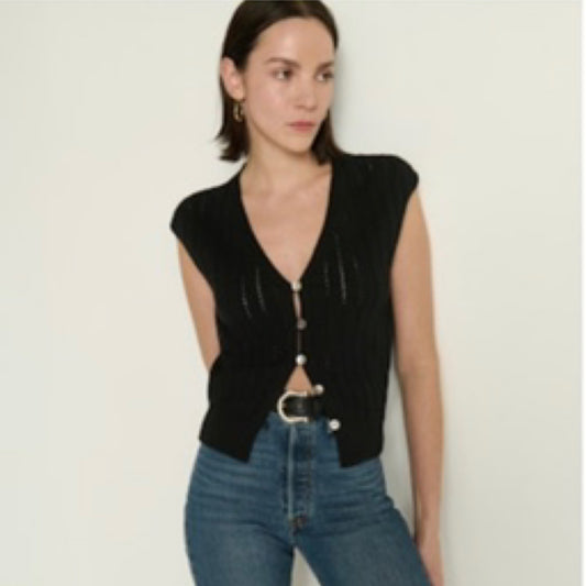 NATION - Button Sweater Vest, Black
