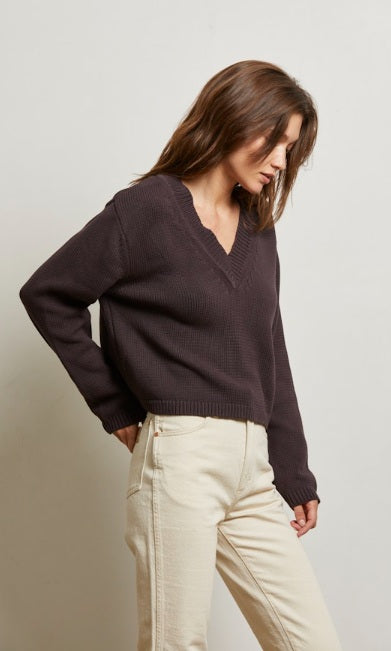perfectwhitetee - cotton oversized v-neck sweater, Cocoa