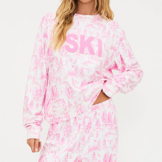 Beach Riot - Powder Pink Toile Ski Top