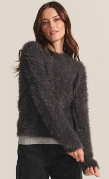Feather Yarn Sweater, Charcoal